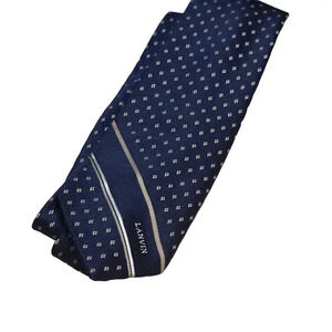 Lanvin New York Paris Dot Pattern Navy Blue Neckwear Tie